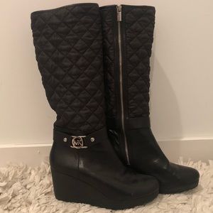 MICHAEL KORS Quilted Cold Weather Wedge Boot Black